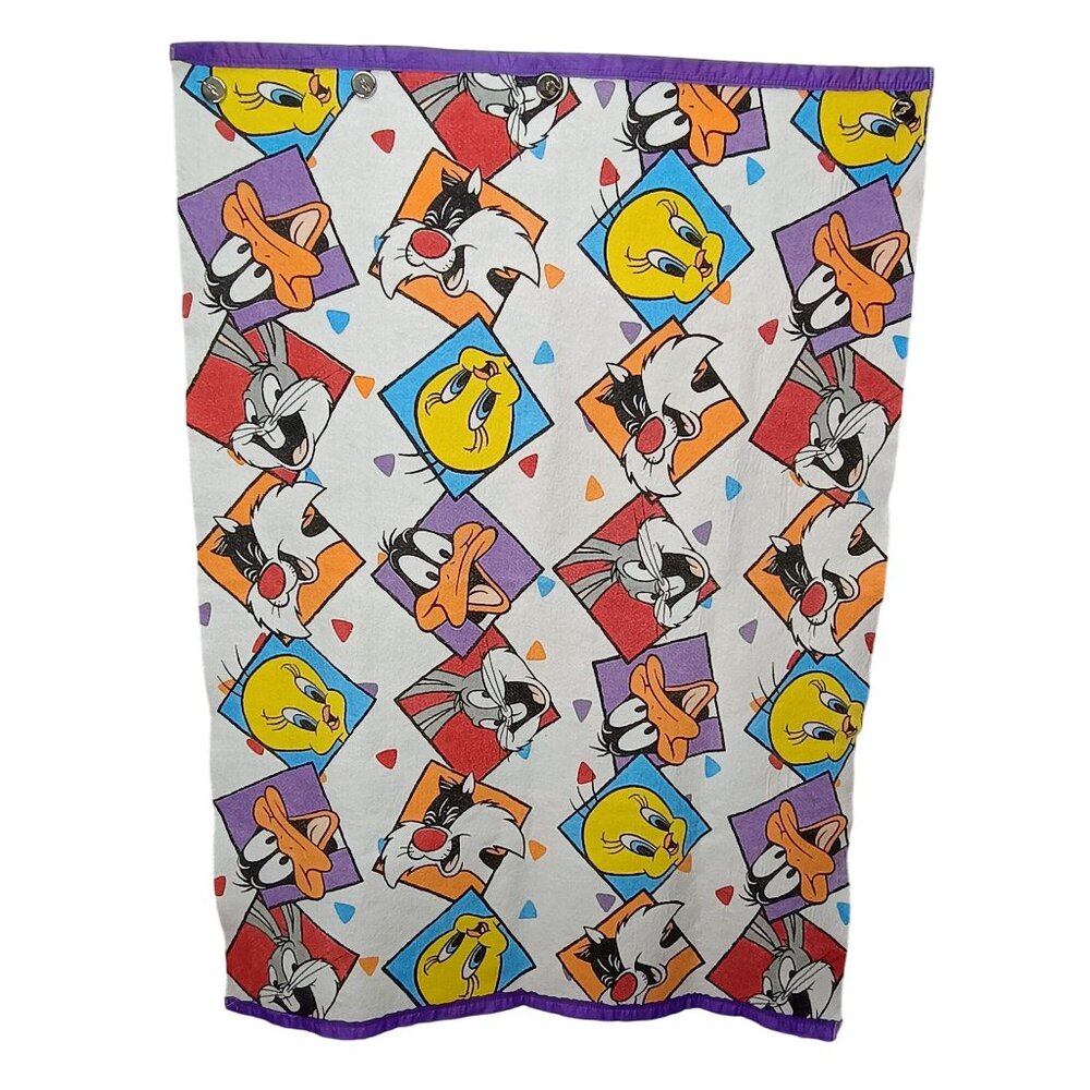 Vintage Looney Tunes Blanket Bedspread Bugs Bunny Daffy Duck Tweety Character 90